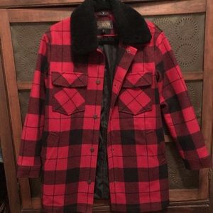Pendleton Buffalo Check Wool Shearling Coat